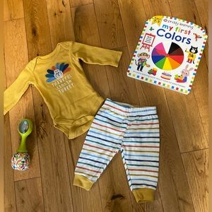 chick pea 2-Piece Thankful Little Turkey Bodysuit & Pant Outfit 0-3 month’s